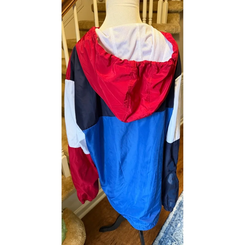 Camp Good Life Mens 2XL Nautical Colorblock Windbreaker Anorak Jacket Flags